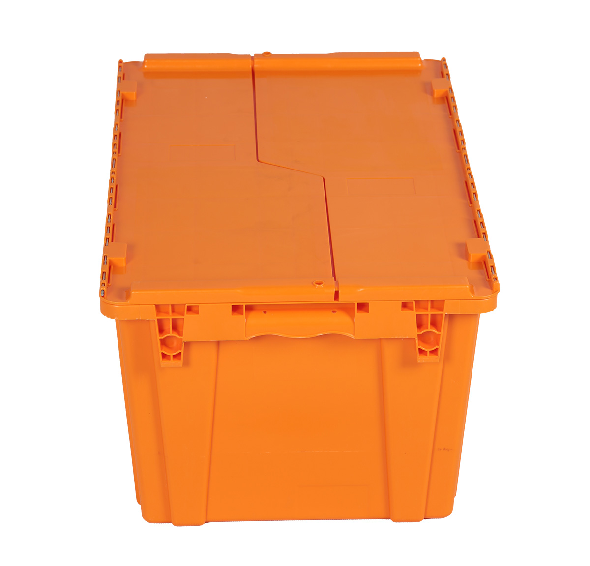 70L Plastic Stackable Attached Lid Tote Box